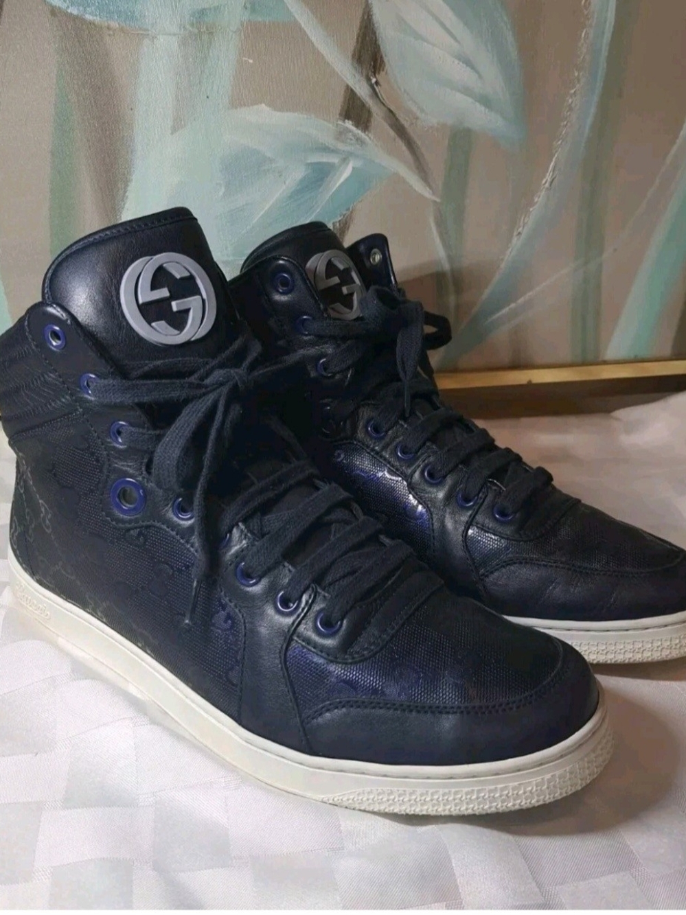 Gucci Men's High-Top Sneakers in Dark Navy